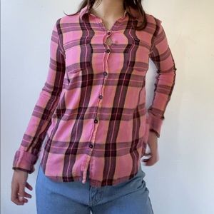 Hurley Button Down Flannel In Pink Plaid